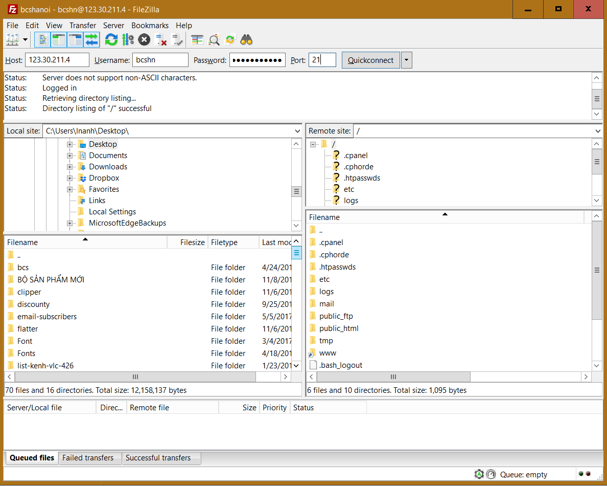 filezilla connect successfully