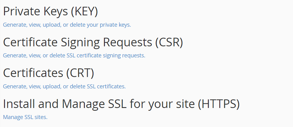 Manage SSL sites