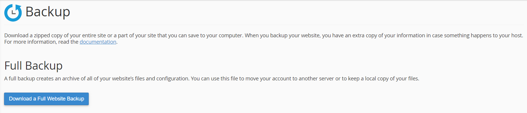 Download full website backup