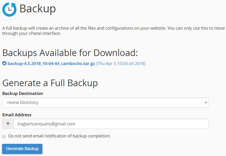 download backup file